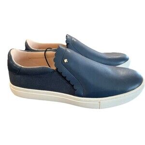 Kate Spade Aleta Scallop Blue Slip On Leather Sneakers Size 8.5